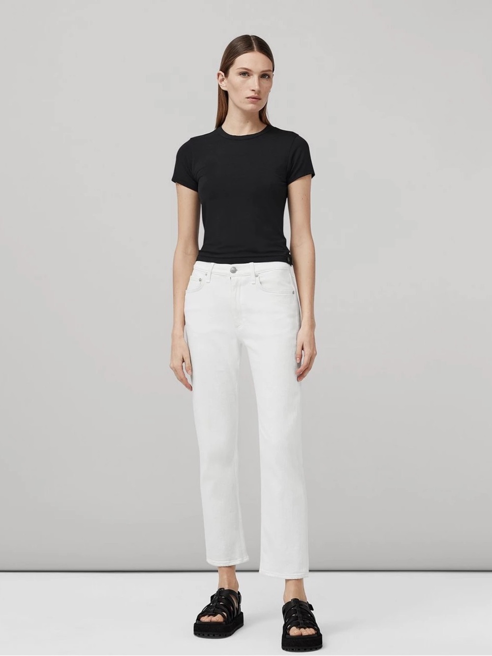 rag & bone Harlow Mid-Rise Straight Jeans Optic White Womens Size 26
